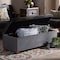 Baxton Studio Roanoke Grey Velvet Upholstered Grid-Tufted Storage Ottoman Bench 160-9928 - alternate 7